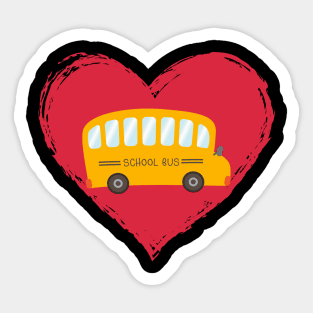 Boy Hearts School Buses Sticker